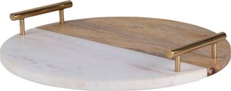 RENWIL Dinova Marble & Wood Tray in White at Nordstrom