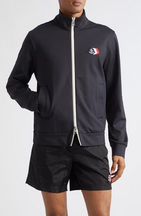 Moncler Nylon Blend Track Jacket in Greyish Navy at Nordstrom, Size Xxx-Large