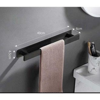 OEM Porte-serviettes - Acier Inoxydable Bross&eacute; - Autocollant Sans Per&ccedil;age - Pour Salle De Bain Cuisine Salon - 40 X 6 X 4,5 Cm - Noir - 1 Pi&egrave;ce
