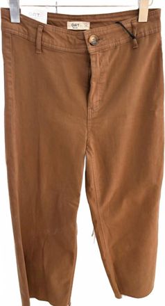 OAT New Yor Women High Rise One Button Wide Leg Jeans In Brown