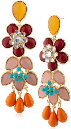 Jardin Flower Linear Drop Earrings in Multi/Gold at Nordstrom Rack