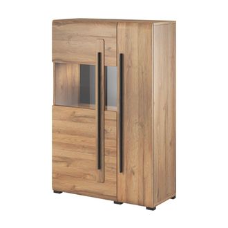 Petits Meubles Vitrina 2 puertas con LED estratificado marr&oacute;n