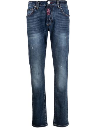 Philipp Plein logo-plaque slim-cut jeans - Blue