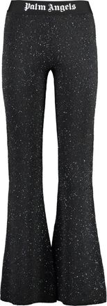 Palm Angels Gebreide Broek - Dames - Wijde Broeken - Zwart - XS - Polyester - Broeken