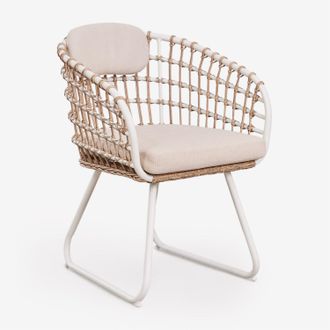 Sklum Pack De 2 Sillas De Comedor Con Reposabrazos En Aluminio Y Rat&aacute;n Sint&eacute;tico Isaran Sklum