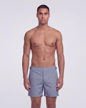 Lords of Harlech Slices Geo Mens Tailored Swim Short in Slices Geo Coral at Nordstrom, Size 30