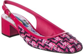 Dolce & Gabbana Dg Logo 38 Tweed & Patent Slingback Pump