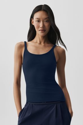 Alo | Ribbed Adore Tank Top in Navy, Size: Medium