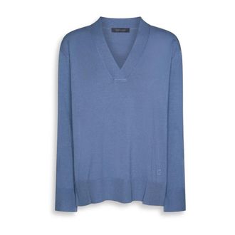 Elena Miro Maglia viscosa scollo a V - - Knitwear - Donna - Blu - S