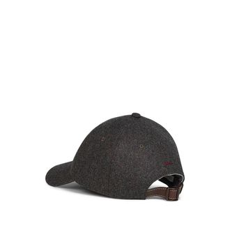 Brunello Cucinelli Mens Virgin Wool Baseball Cap Grey Hat
