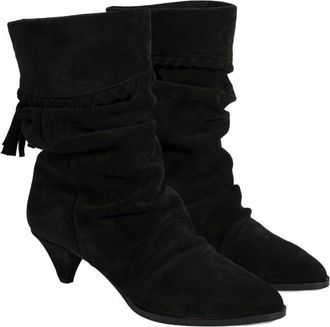 Desa Woman Suede Ankle Boots - Slip-On, Block Heel, Breathable | Black - 36