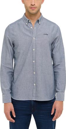 Mustang Langarmhemd MUSTANG Edinburg, Herren, Gr. XXL, N-Gr, blau (schwarz sapphire), Obermaterial: 100% Baumwolle, unifarben, regular fit Po-bedeckend, Mansc