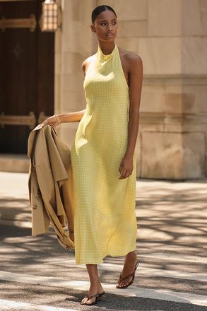 Maeve Jamie Satin Halter Midi Dress