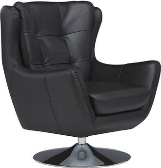 Vente-Unique Vente-unique - Poltrona girevole in pelle - Nero - anaba