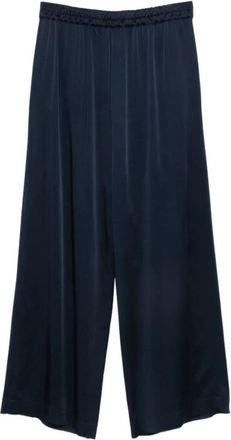 Clips Wijde broek - Dames - Wijde Broeken - Blauw - 3XL - Satijn - Broeken