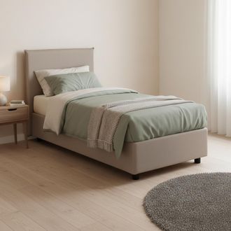 Dmora Dmora - Cama Individual Dbacchi, Cama Contenedor Con Revestimiento De Tela, 100% Made In Italy, Apertura Frontal, Adecuado Para Colch&oacute;n Cm 80x200, T&oacute;r