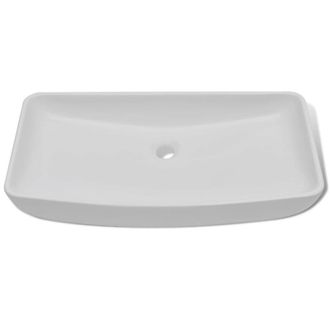 Berkfield Home Elegant Bathroom Basin with Mixer Tap Ceramic Rectangular White