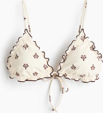 H&M Wattiertes Triangel-Bikinitop - White