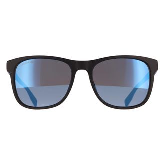 Lacoste Rectangle Mens Matte Black Sild Grey Blue Mirror L6031S - One Size