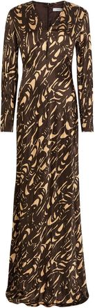 Joseph Adore Printed Crinkled Satin Midi Dress - Beige - 38 (UK10 / S)
