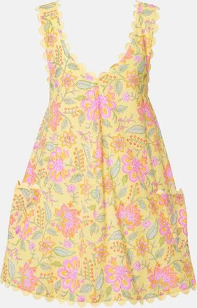 Juliet Dunn Floral scalloped cotton minidress