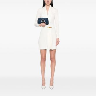 Miu Miu Pre-owned Womens Denim Embroidered Logo Wristlet Pouch - Blue Textile - One Size