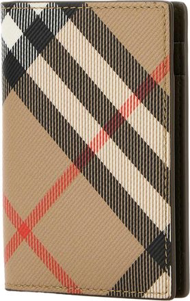 Burberry Mens Printed E-Canvas Card Holder Sand Polyurethane Polyester Cotton Portafogli Wallet