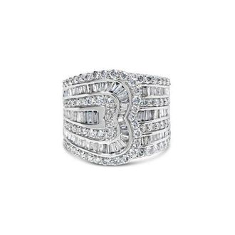 House of Brilliance 10K White Gold 2 1/2 Cttw Diamond Multi-Row Bypass Ring at Nordstrom, Size 7