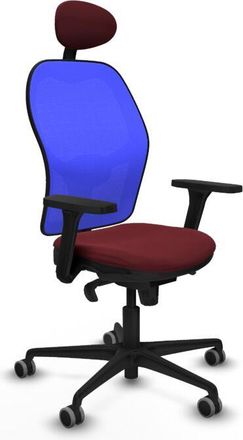 Piqueras y Crespo Piqueras Y Crespo - Jorquera Sincro Malla Azul Similpiel Granate Brazos 3d Base Nailon Cabecero Fijo Ruedas 65mm Engomada