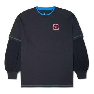 Converse Logo Printed Sweater Asia Sizing Black Blue 10022261-A01