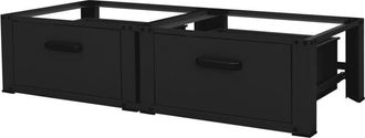 ML Design Ml-design - Set di 2 Basi per Lavatrice Asciugatrice Frigorifero con Cassetto 128x53,5x31,5 cm in Acciaio Nero Portata fino a 150 kg Piedistalli