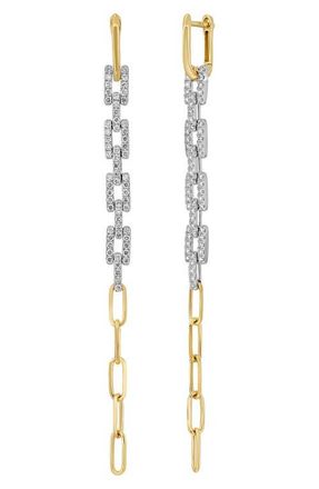 Bony Levy Varda Diamond Linear Drop Earrings in 18K White Yellow Gold at Nordstrom