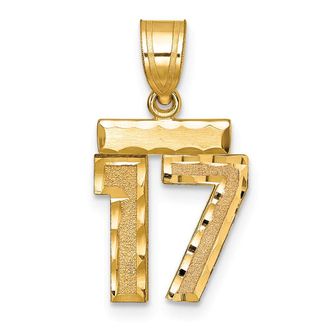 Diamond2Deal 14k Yellow Gold Small Brushed Diamond-cut Number Charm Pendant