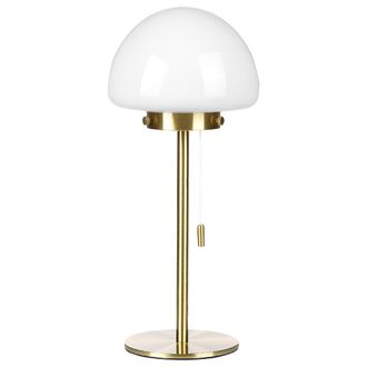 Beliani L&aacute;mpara De Mesa De Vidrio Dorado Blanco 39 Cm Base Metal Pantalla Interruptor Moruga