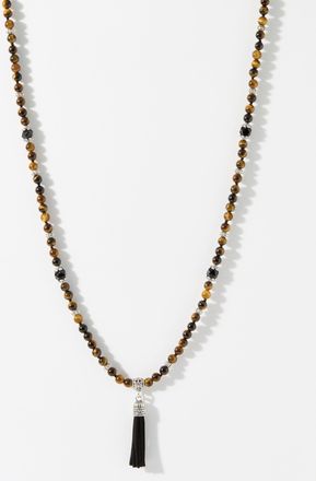 Mancino Mens Turquoise and tigers eye bead necklace