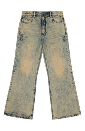 Rta Hugh Wide Leg Flare Jeans in Aqua Marble at Nordstrom, Size 40