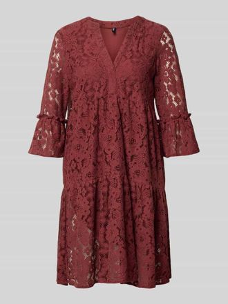 Vero Moda Loose Fit Spitzenkleid aus Baumwoll-Mix Modell HONEY in Bordeaux, Gr&ouml;&szlig;e XS