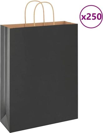 vidaXL Bolsas De Papel Con Asas 250 Uds Negra 32x12x42 Cm Vidaxl