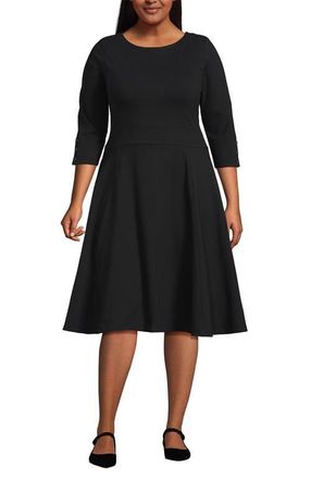 Lands End Starfish 3/4 Sleeve Dress in Black at Nordstrom, Size 1X