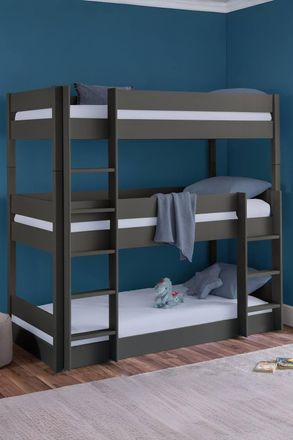 Julian Bowen Trio 3 Tier Triple Bunk Bed in Dark Grey | Size: Single
