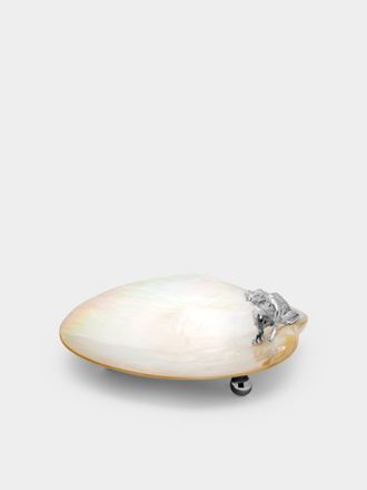 Objet Luxe Frog Silver-Plated and Mother-of-Pearl Plate