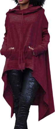 Generic Womens Pullover Hoodies Long Hoodie Irregular Hem Loose Tunic Sweatshirts with Pockets Bad Witch Halloween Top Ladies High Low Hem Cowl Neck Y2k Long 