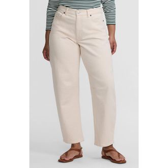Lands End Soft Denim Relaxed Barrel Leg Ankle Jeans in Natural at Nordstrom, Size 10