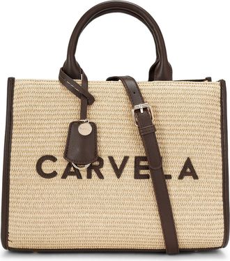 Carvela Womens Frame Raffia Midi Bag - Brown Fabric - One Size