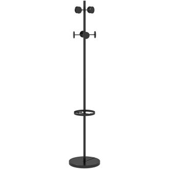 HOMCOM Homcom - Attaccapanni da Ingresso con Portaombrelli e 8 Ganci &Oslash;34x177cm Nero