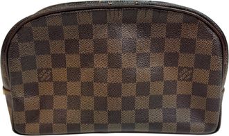 Louis Vuitton Damier Brown Leather Clutch Bag (Pre-Owned)