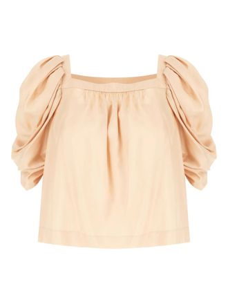 Chlo&eacute; puff-sleeve gathered blouse - women - Silk - 40 - Pink