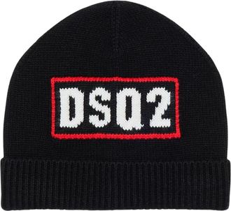 Dsquared2 Zwarte wollen baret unisex - unisex - Hoeden - Zwart - M - Wol - Accessoires