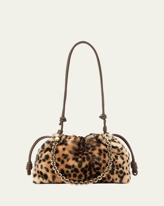 Loewe Flamenco Medium Shoulder Bag in Cheetah-Print Shearling