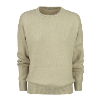 Brunello Cucinelli WomenS Beige Wool Silk Crewneck Sweater, Size M